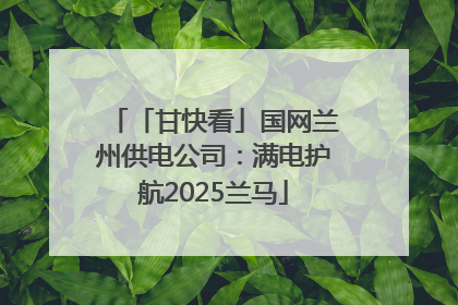 「甘快看」国网兰州供电公司：满电护航2025兰马