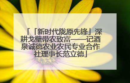 「新时代陇原先锋」深耕戈壁带农致富——记酒泉诚德农业农民专业合作社理事长范立德