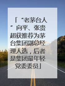 “老茅台人”向平、张贵超获推荐为茅台集团副总经理人选，后者是集团最年轻党委委员