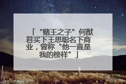 “赌王之子”何猷君买下王思聪名下商业，曾称“他一直是我的榜样”