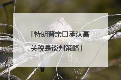 特朗普亲口承认高关税是谈判策略