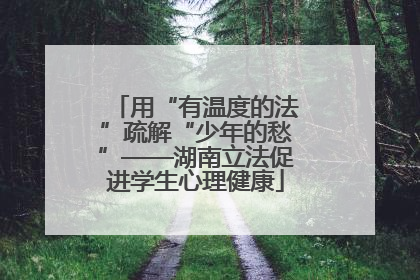 用“有温度的法”疏解“少年的愁”——湖南立法促进学生心理健康