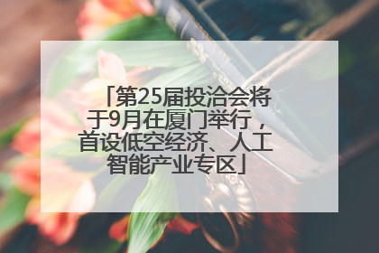 第25届投洽会将于9月在厦门举行，首设低空经济、人工智能产业专区