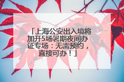 上海公安出入境将加开5场暑期夜间办证专场：无需预约，直接可办！