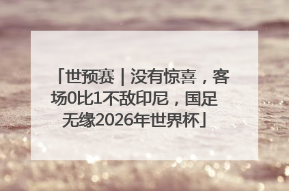 世预赛｜没有惊喜，客场0比1不敌印尼，国足无缘2026年世界杯