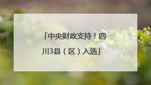 中央财政支持！四川3县（区）入选
