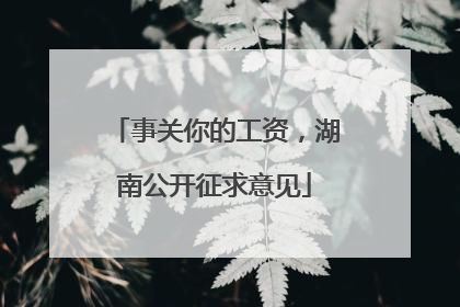事关你的工资，湖南公开征求意见