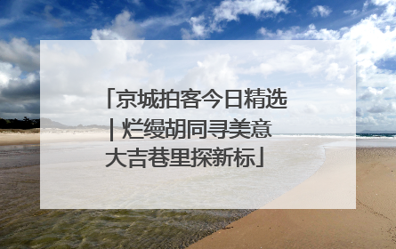 京城拍客今日精选｜烂缦胡同寻美意 大吉巷里探新标