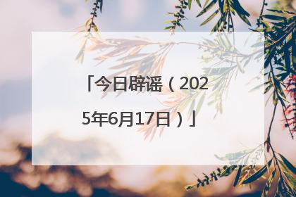 今日辟谣（2025年6月17日）