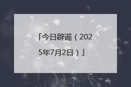 今日辟谣（2025年7月2日）