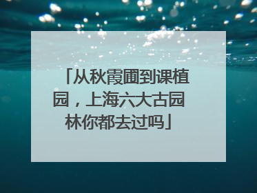 从秋霞圃到课植园，上海六大古园林你都去过吗