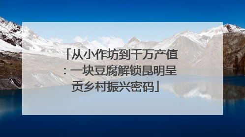 从小作坊到千万产值：一块豆腐解锁昆明呈贡乡村振兴密码