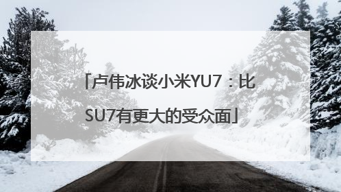 卢伟冰谈小米YU7：比SU7有更大的受众面