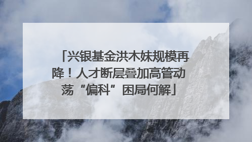 兴银基金洪木妹规模再降！人才断层叠加高管动荡“偏科”困局何解
