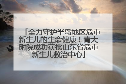 全力守护半岛地区危重新生儿的生命健康！青大附院成功获批山东省危重新生儿救治中心