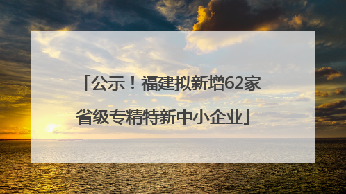 公示！福建拟新增62家省级专精特新中小企业