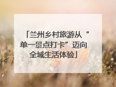 兰州乡村旅游从“单一景点打卡”迈向全域生活体验