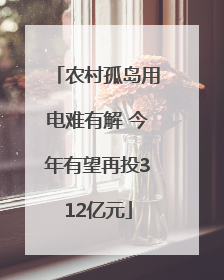 农村孤岛用电难有解 今年有望再投312亿元