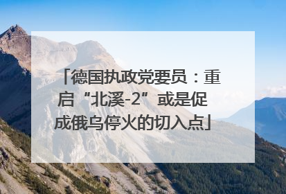 德国执政党要员：重启“北溪-2”或是促成俄乌停火的切入点