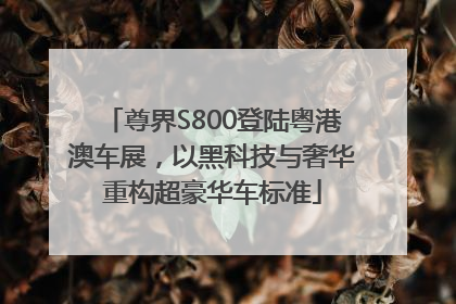 尊界S800登陆粤港澳车展，以黑科技与奢华重构超豪华车标准