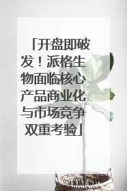 开盘即破发！派格生物面临核心产品商业化与市场竞争双重考验
