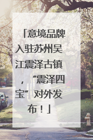意境品牌入驻苏州吴江震泽古镇，“震泽四宝”对外发布！