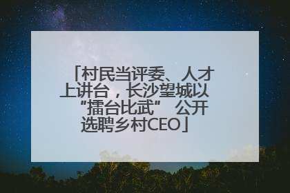 村民当评委、人才上讲台，长沙望城以“擂台比武” 公开选聘乡村CEO