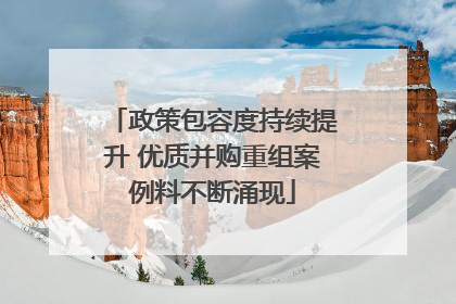 政策包容度持续提升 优质并购重组案例料不断涌现