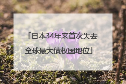 日本34年来首次失去全球最大债权国地位