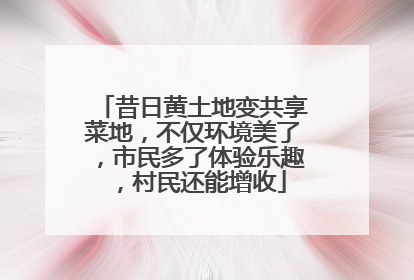 昔日黄土地变共享菜地，不仅环境美了，市民多了体验乐趣，村民还能增收