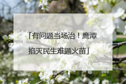 有问题当场治！鹰潭掐灭民生难题火苗