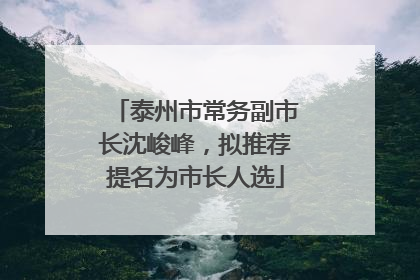泰州市常务副市长沈峻峰，拟推荐提名为市长人选