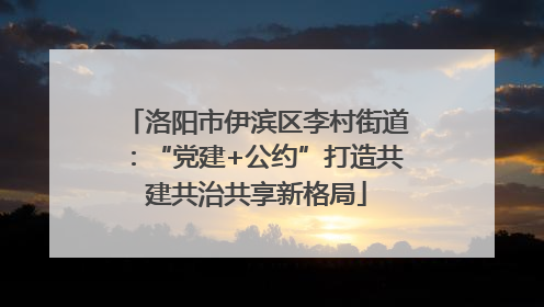 洛阳市伊滨区李村街道：“党建+公约”打造共建共治共享新格局