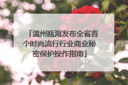 温州瓯海发布全省首个时尚流行行业商业秘密保护操作指南