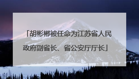 胡彬郴被任命为江苏省人民政府副省长、省公安厅厅长