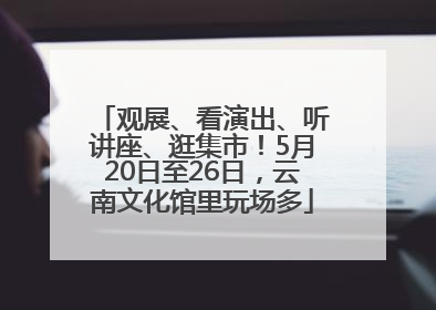 观展、看演出、听讲座、逛集市！5月20日至26日，云南文化馆里玩场多