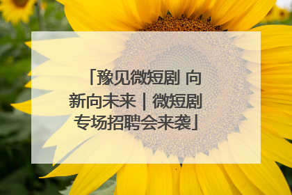 豫见微短剧 向新向未来｜微短剧专场招聘会来袭