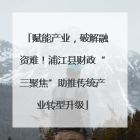赋能产业，破解融资难！浦江县财政“三聚焦”助推传统产业转型升级