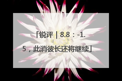 锐评｜8.8：-1.5，此消彼长还将继续