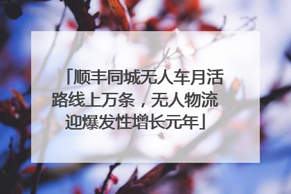 顺丰同城无人车月活路线上万条，无人物流迎爆发性增长元年