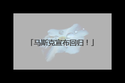 马斯克宣布回归！