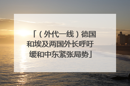 （外代一线）德国和埃及两国外长呼吁缓和中东紧张局势