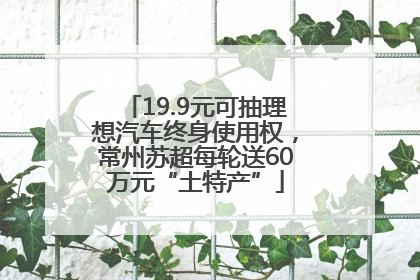19.9元可抽理想汽车终身使用权，常州苏超每轮送60万元“土特产”