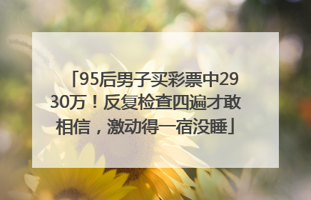 95后男子买彩票中2930万！反复检查四遍才敢相信，激动得一宿没睡